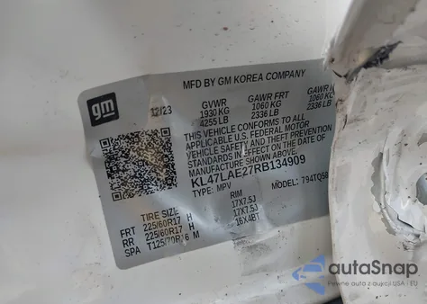 2024 Buick Envista Preferred Fwd из США, поврежденный, VIN KL47LAE27RB134909